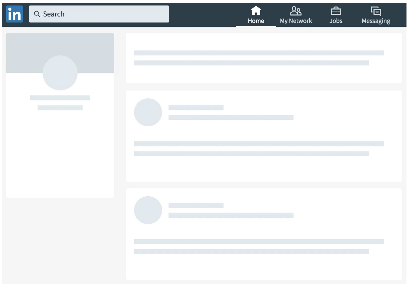 Skeleton screen on LinkedIn
