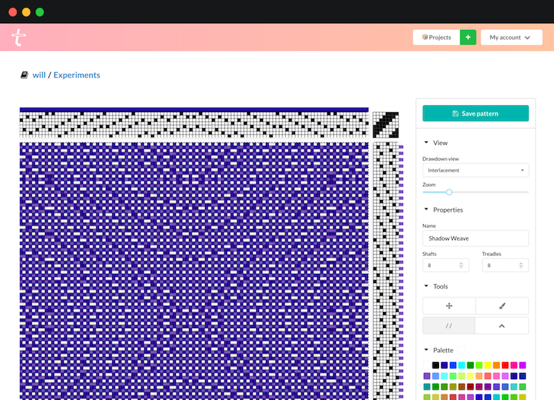 Treadl's patten-editor screen